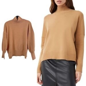 French Connection Tan Beige Camel‎ Mock Neck Classic Sweater M